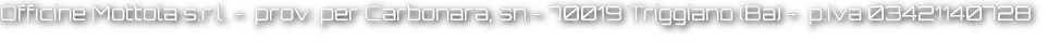 Officine Mottola s.r.l. -  prov. per Carbonara, sn - 70019 Triggiano (Ba) -  p.iva 03421140728